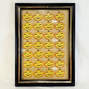 Vintage Halloween Sheet Of 28 Die Cut Pumpkins Germany L & B 32521 Framed